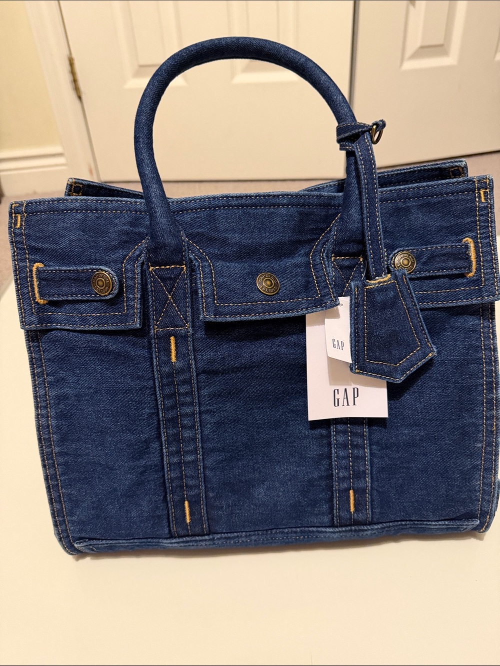 Gap Denim Five Pocket Tote STANDARD Size Dark Wash